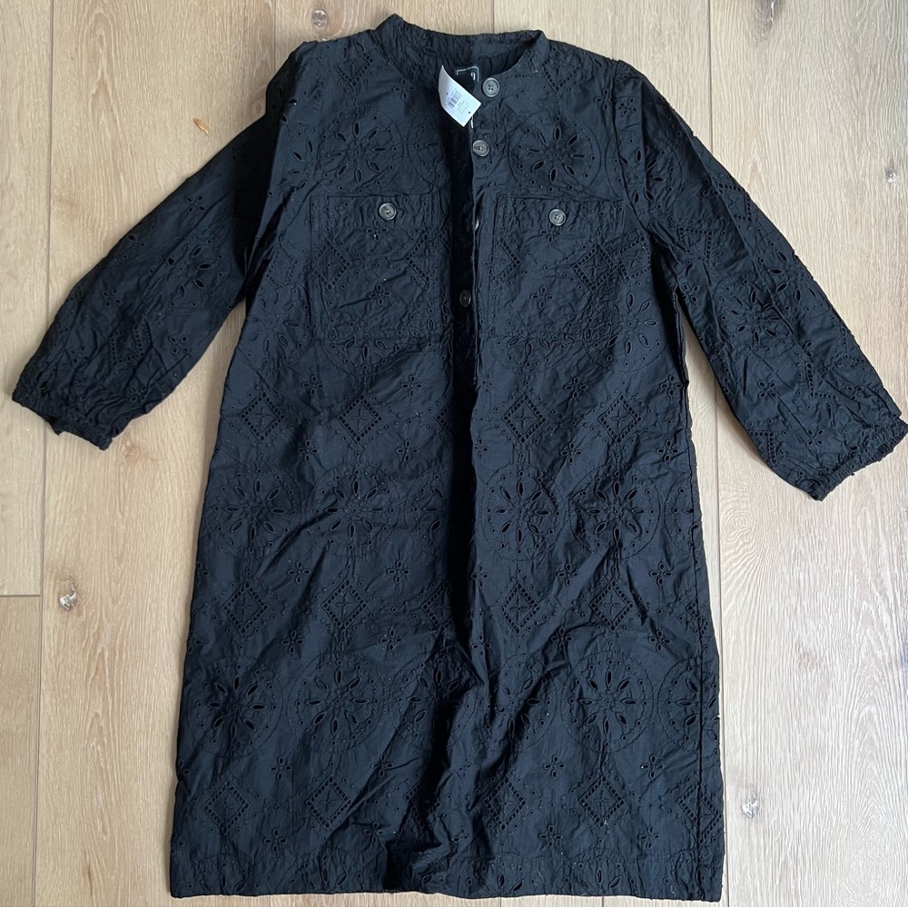 GAP Black Eyelet Button-Up tunic dress
